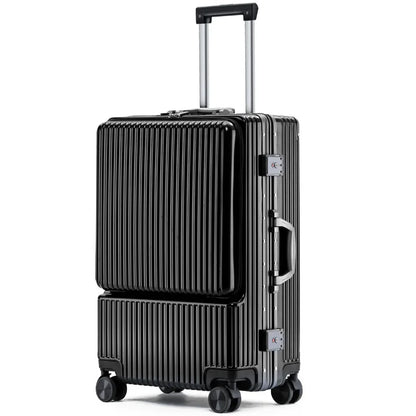 Carry on Luggage Wide Handle Luxury Design Rolling Travel Suitcase PC Hardside With Aluminum Frame Hollow Spinner Wheels