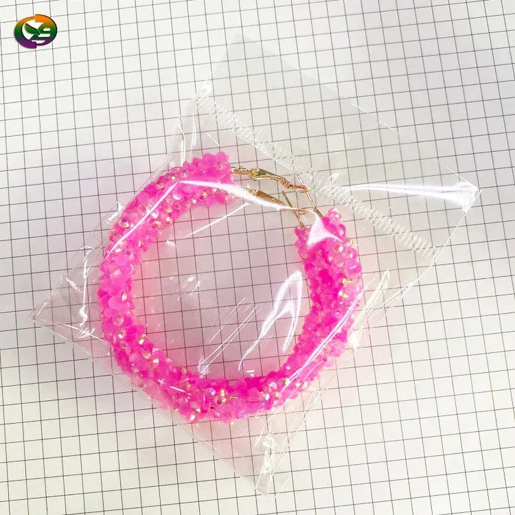 Trendy Women Geometric Big Hoop Earrings Resin Crystal Bling Hoop Earrings Custom Color Exaggerated Gold Earring for Girls