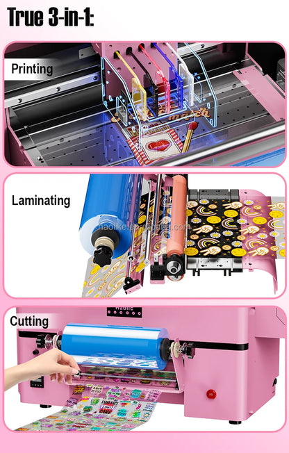 Haolic Automatic UV DTF Printer Roll-to-Roll New 1 Year Epson Head All One Machine Stickers Labels Cup Wraps Multipurpose