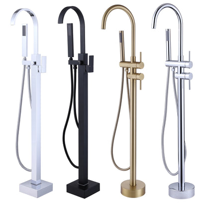Floor Mounted Bath&Shower Faucet Bathroom Equipped with Handheld Shower Brass Free Standing Rainfall Shower Faucet