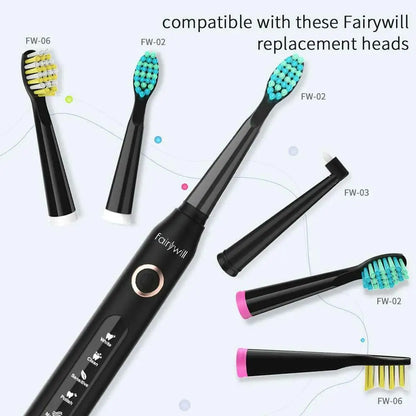 Fairywill Electric Sonic Toothbrush FW-507 USB Charge Rechargeable Adult Waterproof Electronic Tooth Brushes Replacement Heads s