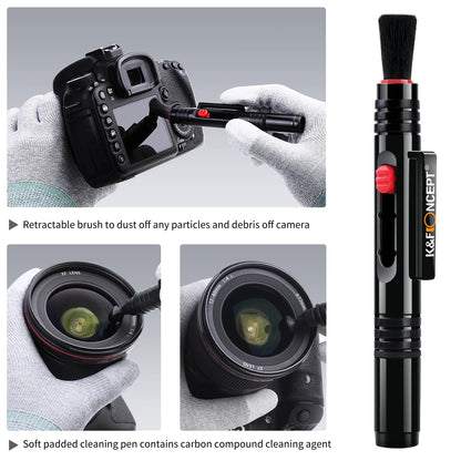 K&F Concept Lens Cleaning Pen with Retractable Soft Brush for DSLR Cameras and Sensitive Electronics Optics Cleaning Tool