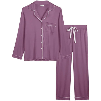 Joyaria Pajama Sets Women Long Sleeve Sleepwear Button Down Pj Pants Set Soft Bamboo Female Night Suit PJS Women Pyjamas Femmes