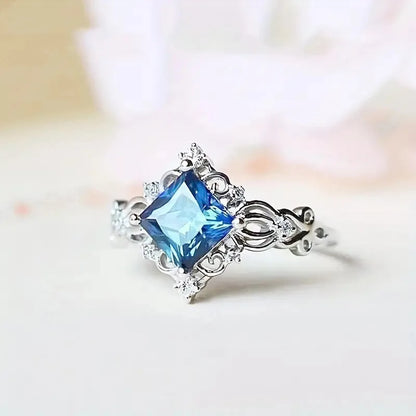 Geometric Princess Cut Ring Prong Set Women's Elegant Fashion Jewelry