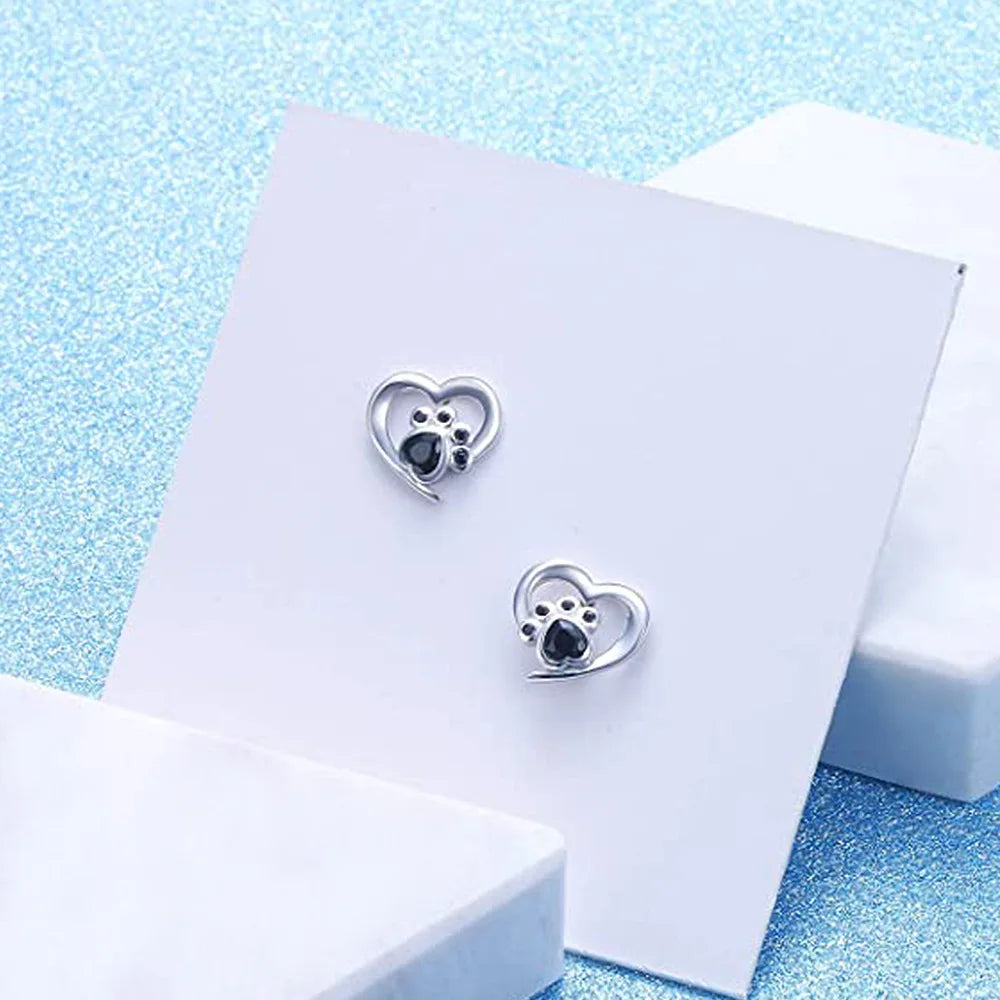 E1900 White Gold Heart Stud Earrings With Zircon Bezel Setting For Women Cute Fashion Jewelry Gift