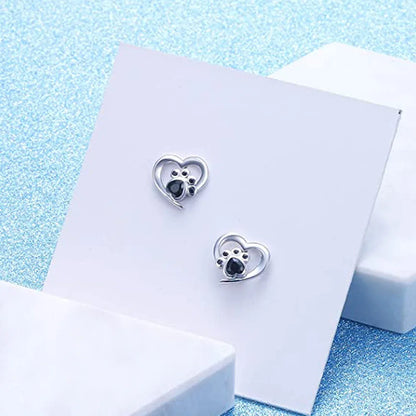 E1900 White Gold Heart Stud Earrings With Zircon Bezel Setting For Women Cute Fashion Jewelry Gift