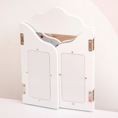 Homcom Wooden Children's Dressing Table with Mirror Stool Drawer Makeup Table Pink