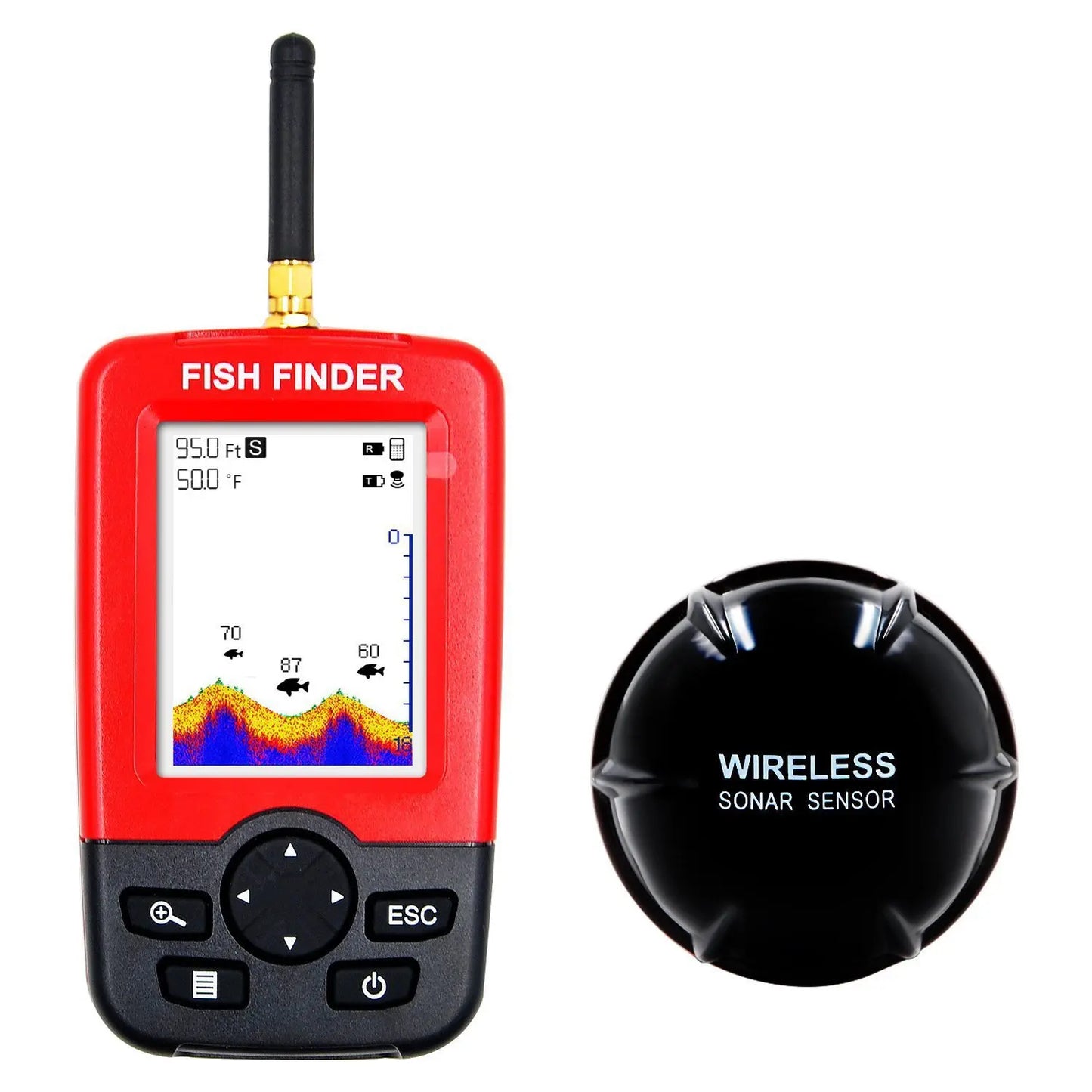 Wireless Sonar Underwater Visual HD Fishing Finder Detector Ultrasonic  Fish Finder LCD Display 100m Width and 40m Depth