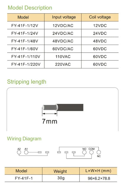 1PCS GEYA 6.2mm Slim Relay Module 41F Integrated PCB Mount Power Relay 12VACDC 24VACDC 48VACDC 110VAC 230VAC