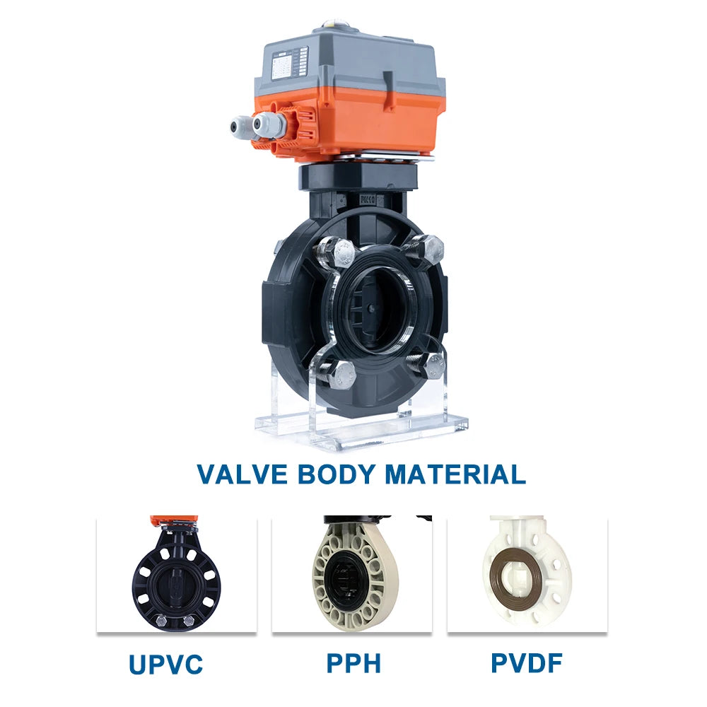 YNTO Custom Industrial 4 Inch Electric Actuated Butterfly Valve Flow Control 3 Inch PN16 for Water & Gas PVC PP UPVC Material