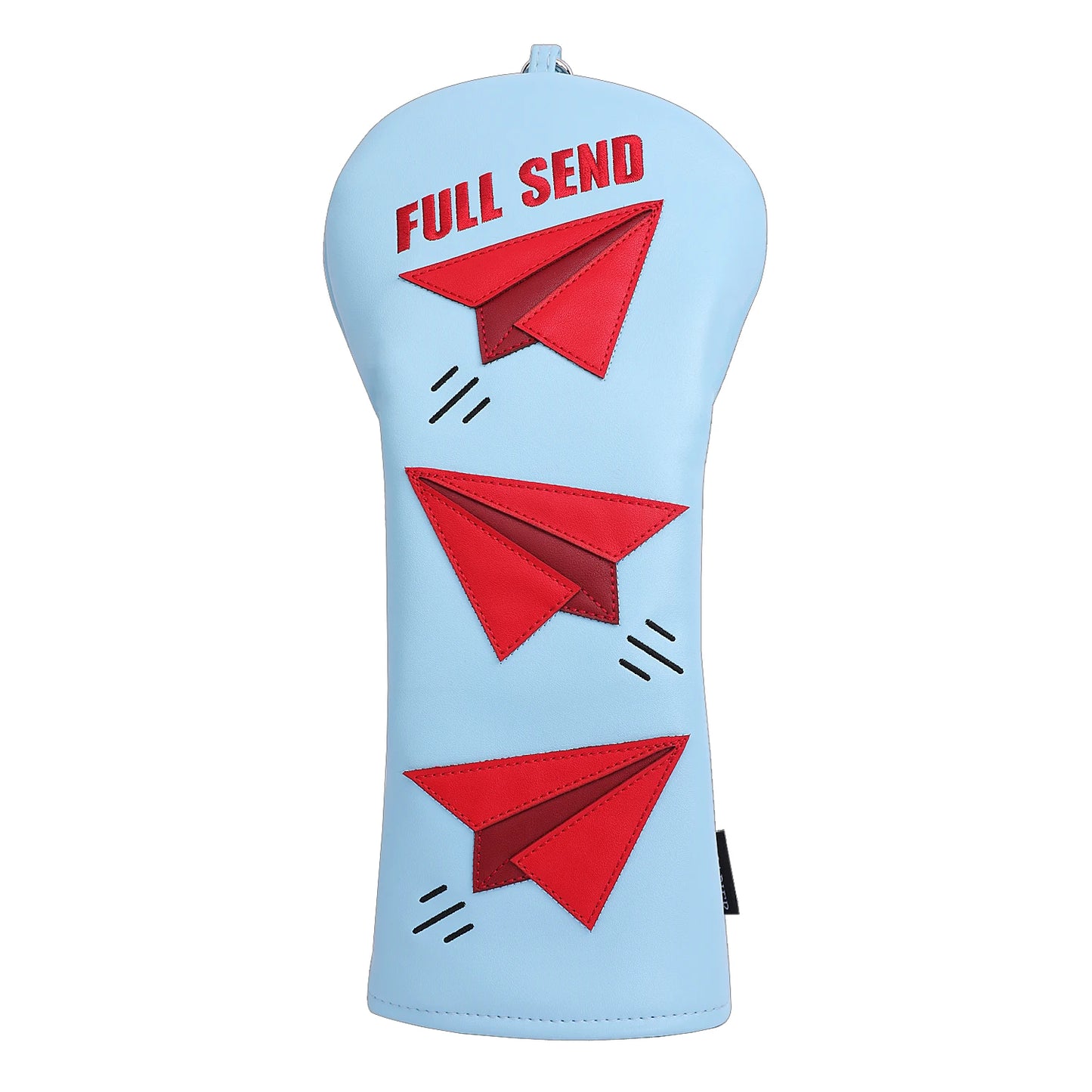 Drop Shipping Embroidery FULL SEND  Red Tag Soft PU Synthetic Leather  Airplane Applique Golf Headcover 460cc Driver Cover