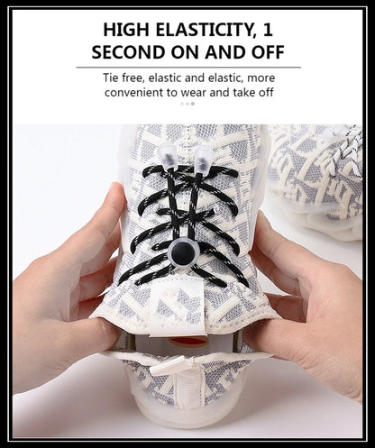 1 Pair Lazy Laces Elastic For Sneakers Snap Lock Shoelaces Without Ties Suitable For Children And Adults Round Shoelace Artifact
