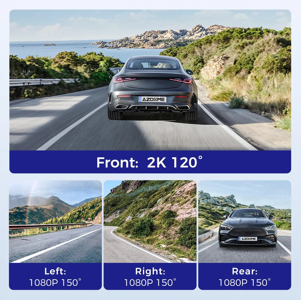 AZDOME Dash Cam M660 2K+3*1080P 4CH Car DVR GPS 5G Wifi Built-in 128GB EMMC Voice Control 24H Parking Monitor Super Night Vision