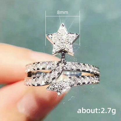 Star Cocktail Ring Micro Pave Cubic Zirconia Lab Created Unisex Fashion Ring Gift Jewelry