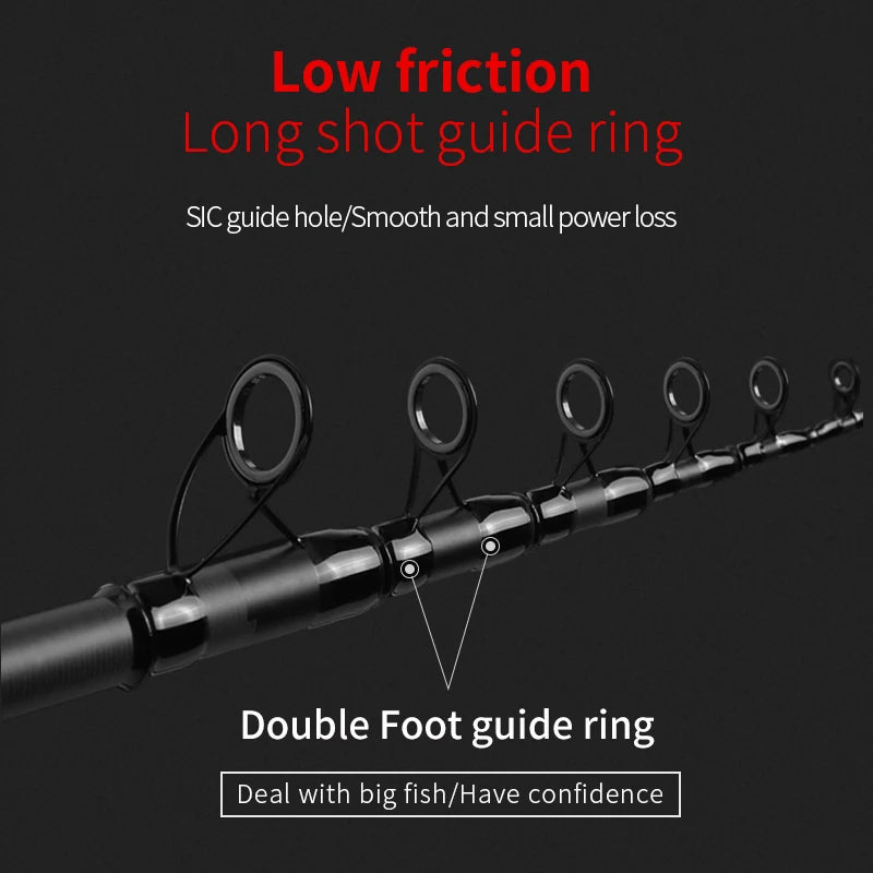 High Quality Carbon Spinning Rod 2.4m-5.4m Super Light 5/6/7/8 Sections Telescopic Long Handle Carbon Fiber Fishing Rod
