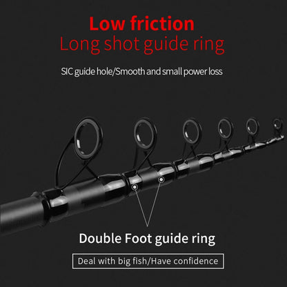 High Quality Carbon Spinning Rod 2.4m-5.4m Super Light 5/6/7/8 Sections Telescopic Long Handle Carbon Fiber Fishing Rod