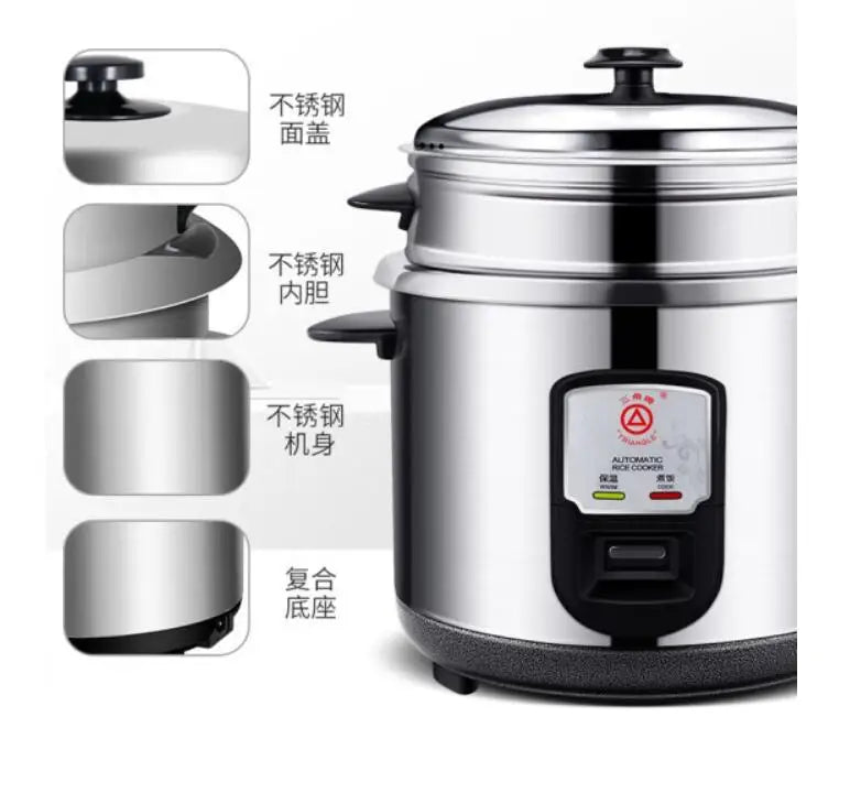 household electric food cooker Triangle CKD-Z30G small home rice cooker 3L all stainless steel  inner 220-230-240V soup maker