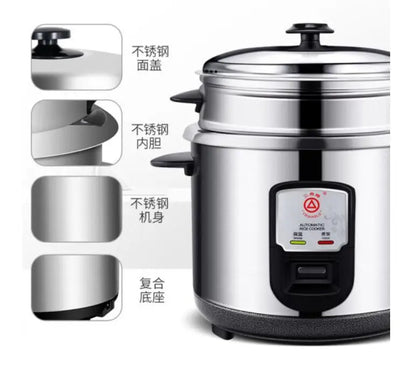 household electric food cooker Triangle CKD-Z30G small home rice cooker 3L all stainless steel  inner 220-230-240V soup maker