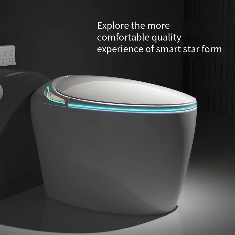 Intelligent Egg-Shaped Smart Toilet for Home Use Full-Automatic Flip Foam Shield Siphon Type Sterilization Instant Hot P-Trap