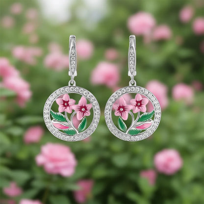 Romantic Flower Drop Earrings For Women Silver Plated Crystal Rhinestone Round Brilliant Cut Party Jewelry Fashion Dangle