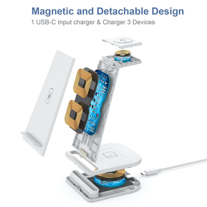 Foldable Wireless Charger PD QC3.0 10W 5V/3A Output Custom 3-in-1 Fast Charging for Phones Watch Earphones Dropshipping
