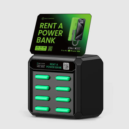 8 Slots Cable Billboard Rental Power Bank Sharing Powerbank Vending Machine Fast Chargers Shared Cell Phone Charging Station