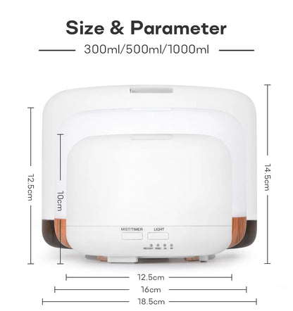 Air Humidifier Essential Oil Diffuser 300ML 500ML 1000ML With Lights Remote Control Ultrasound Electric Aromatherapy Diffuser