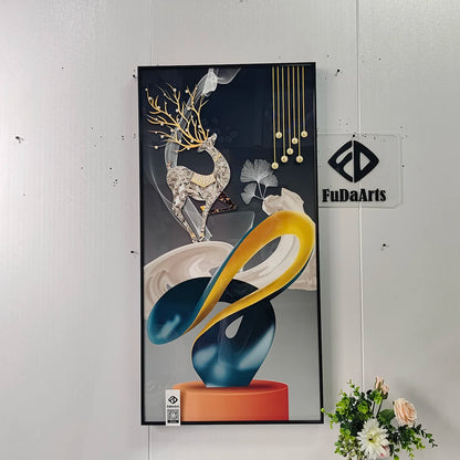 100X50CM  New Large Aluminum Alloy Frame Crystal Home Gallery Hanging Wall Decor Artwork Painting Dropshipping for Living DDP