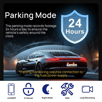 Dash Cam 4K 2160P UHD Custom Fit F-150 F-250 RAPTOR 2021-2025 Loop Recording G-sensor App Control WIFI Car Black Box Dual Lens