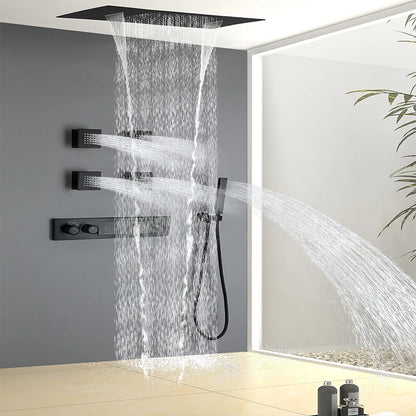 Homein Sanitary Ware, American Warehouse in Stock, Thermostatic Shower Set, Matte Black, Multi-functional Bathroom Shower Set