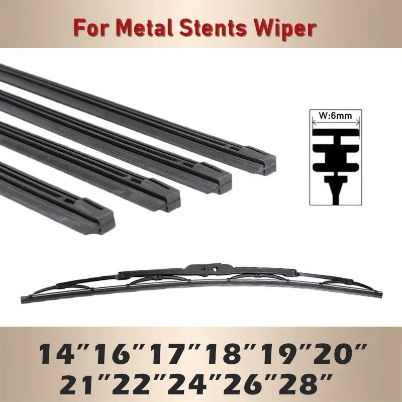 Car Vehicle Insert Rubber strip Wiper Blade (Refill) 6mm Soft 14" 16" 17" 18" 19" 20" 21" 22" 24" 26" 28" 1pcs Accessorie