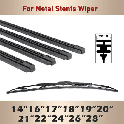 Car Vehicle Insert Rubber strip Wiper Blade (Refill) 6mm Soft 14" 16" 17" 18" 19" 20" 21" 22" 24" 26" 28" 1pcs Accessorie