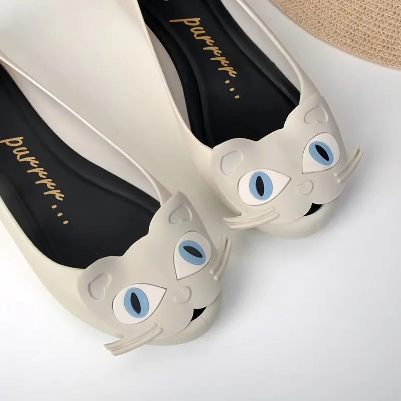 Design Big Butterfly Knot Melissa Women Flat Mules Sandals High Quality Cozy Patent Leather Pointed Toe Back Strap Shoes