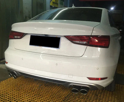 Factory A3 ABS Glossy Black Diffuser S3 Style Rear Bumper Diffuser Splitter Lip With Exhaust Pipe for Audi A3 2017 2018 2019