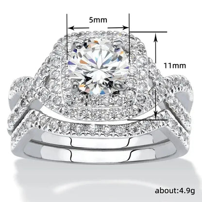 Q103 Women's White Gold Diamond Engagement Ring Round Brilliant Cut Natural G Color Halo Design