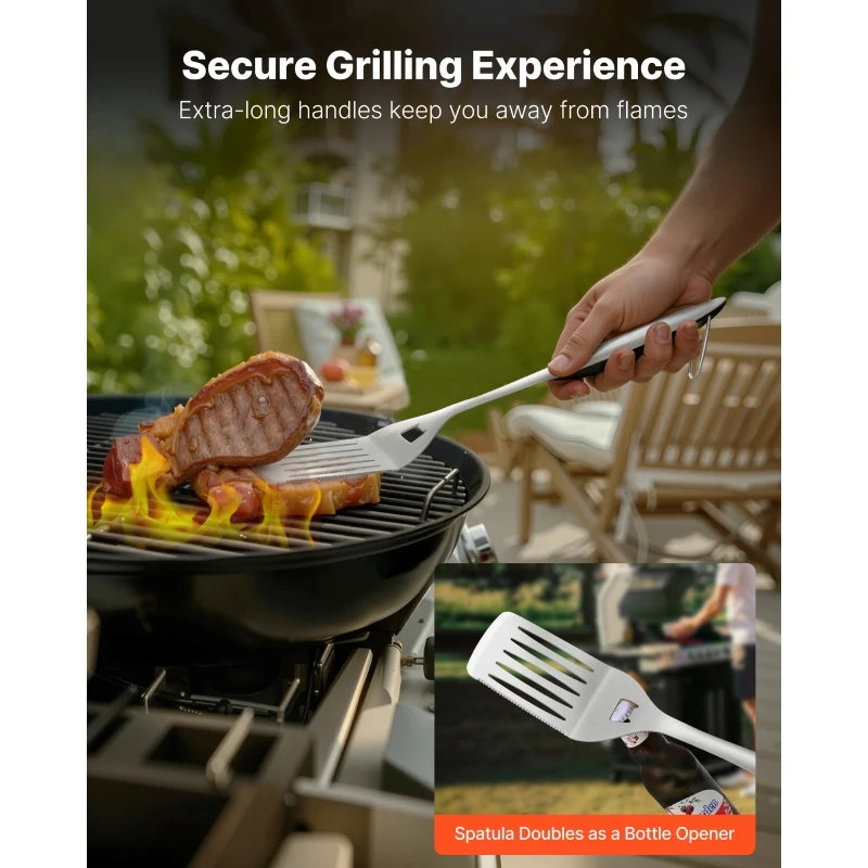Overseas Stock Free Shipping 4PCS Grilling Tool Set BBQ Grill Accessories Stainless Steel Barbecue Utensil