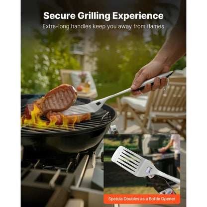Overseas Stock Free Shipping 4PCS Grilling Tool Set BBQ Grill Accessories Stainless Steel Barbecue Utensil