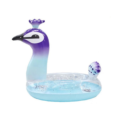 Peacock Lovely Eco-friendly PVC Inflatable Bubble Bottom Sequin Seating Swim Ring for Kids Water Sport