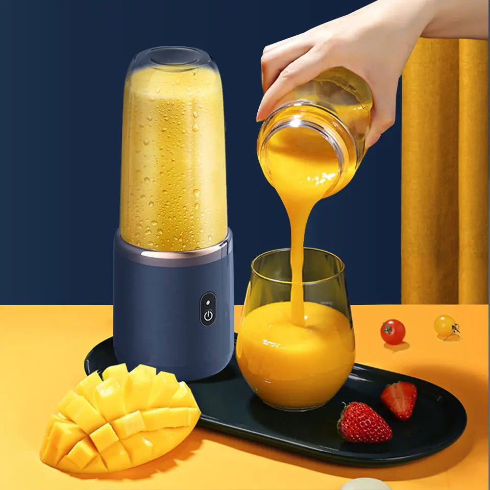 Custom Logo 6-Blade Mini Portable Electric Fruit Juicer Hot Sell USB Rechargeable Juicer Blender with Cup for Car Use