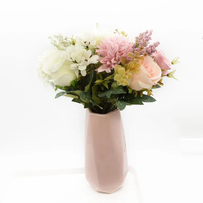 1 Bunch Rose Chrysanthemum Combination Bouquet High Quality Artificial Flowers Home Decor Autumn Decoration Diy Wedding Festival