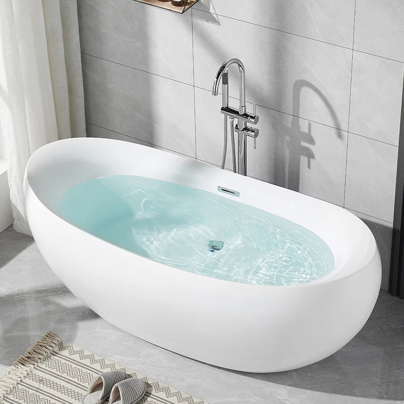 2024 Hotel Freestanding Acrylic Bath Tub Solid Surface Outdoor Bathtubs Soaking Baths