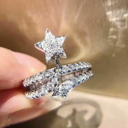 Star Cocktail Ring Micro Pave Cubic Zirconia Lab Created Unisex Fashion Ring Gift Jewelry