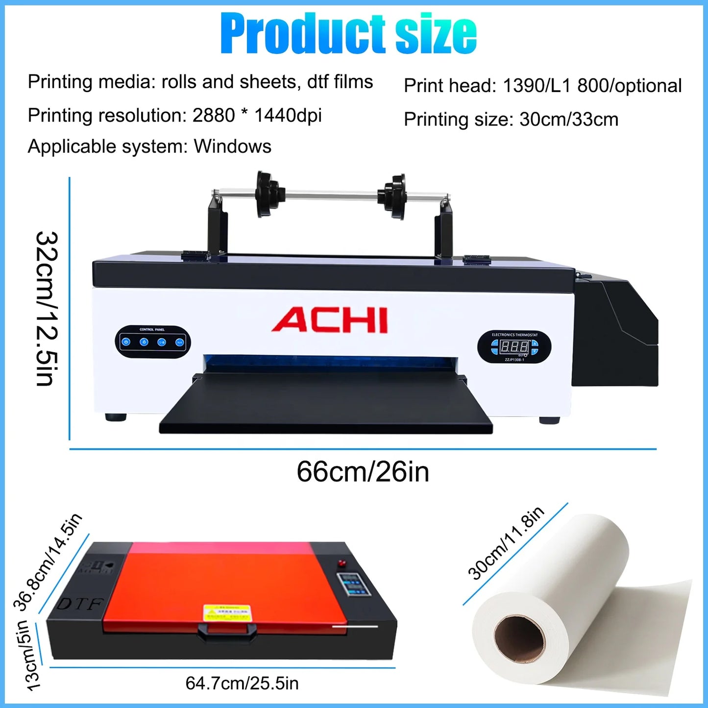 US Stock ACHI DTF A3 L1800/1390 Printer White Ink Circulation for Printing Direct to Film of T-Shirt Cloth Hat Apparel Transfer