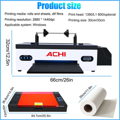 US Stock ACHI DTF A3 L1800/1390 Printer White Ink Circulation for Printing Direct to Film of T-Shirt Cloth Hat Apparel Transfer