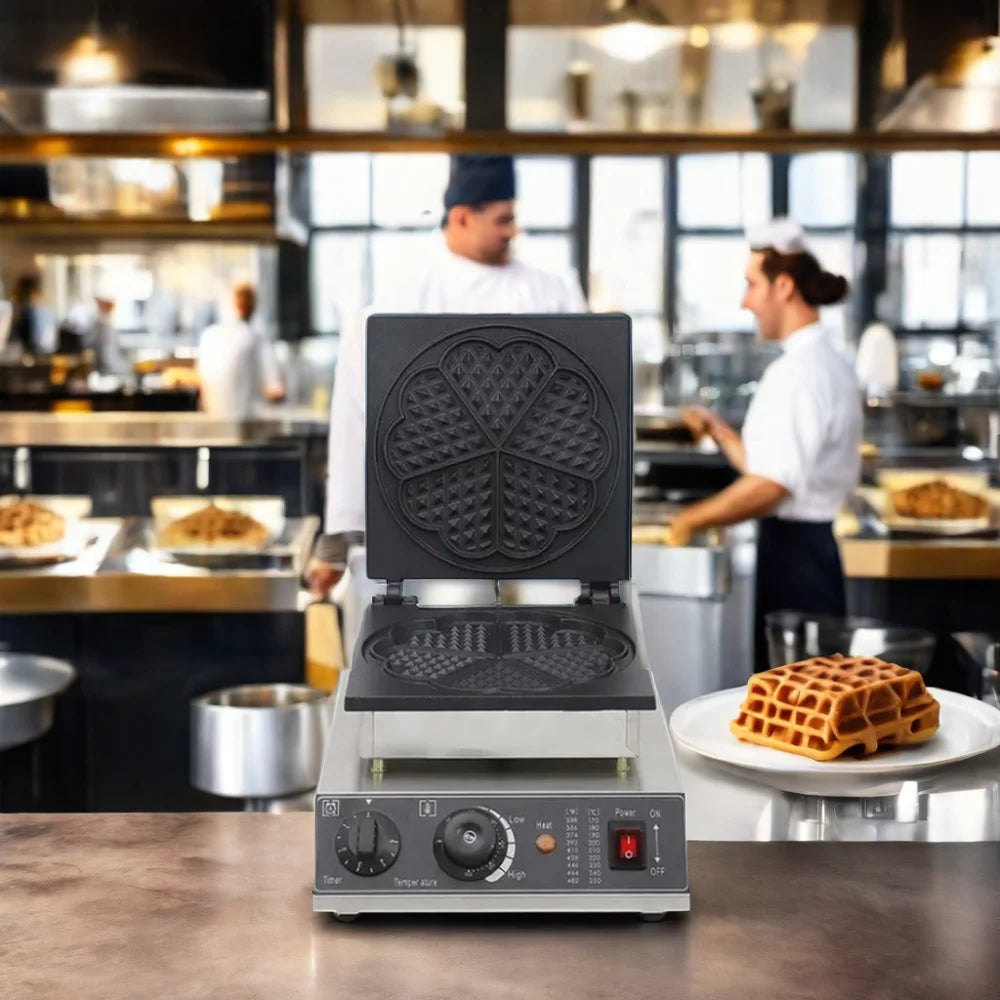 Commercial Non Stick Mold, Single Head Electric Waffle Maker, Muffin Maker, Grid Cake Maker, Pancake Maker Paired with Coffee