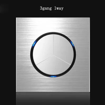1 Way Light Switch Any Click Household Silver Aluminum Alloy Panel Switch Socket 90V-250V