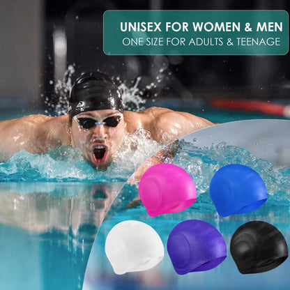 Custom Logo Printed Silicone Swim Cap with Ear Protection Eco-Friendly Unisex Design for Swimmers
