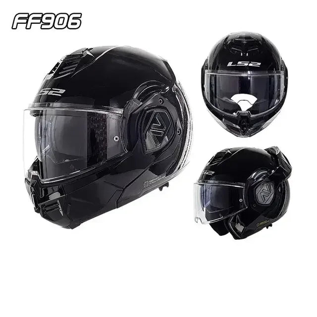 LS2 FF906 Full Face Flip up Helmets Motorcycle Modular Double Visor Helmet Built-in Lens ECE Capacete Casque Casco Moto