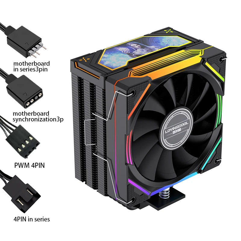 LOVINGCOOL Custom Intel CPU Cooler RGB 115x Radiator PC TDP 220W Quiet Cooler 120mm Cooling Fan for Gaming Case PC CPU Coolers