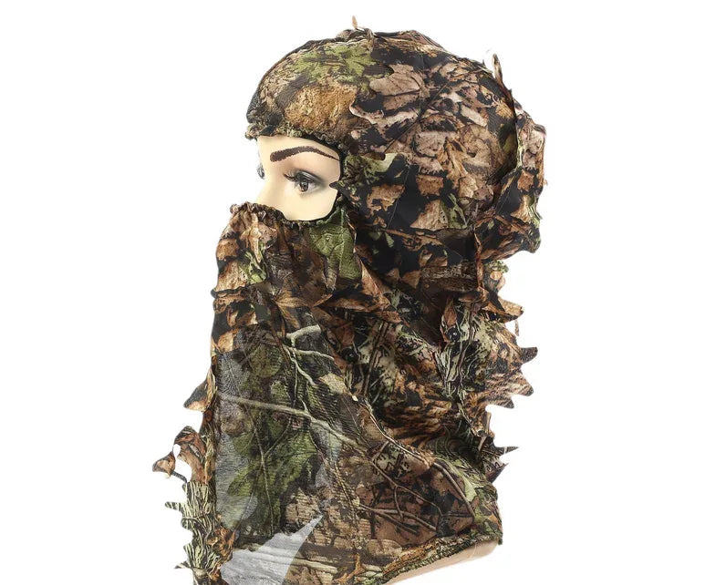 New Ghillie Suit Ghillie Camouflage Leafy Hat 3D Full Face Mask Headwear Turkey Camo Hunter Hunting Accessories